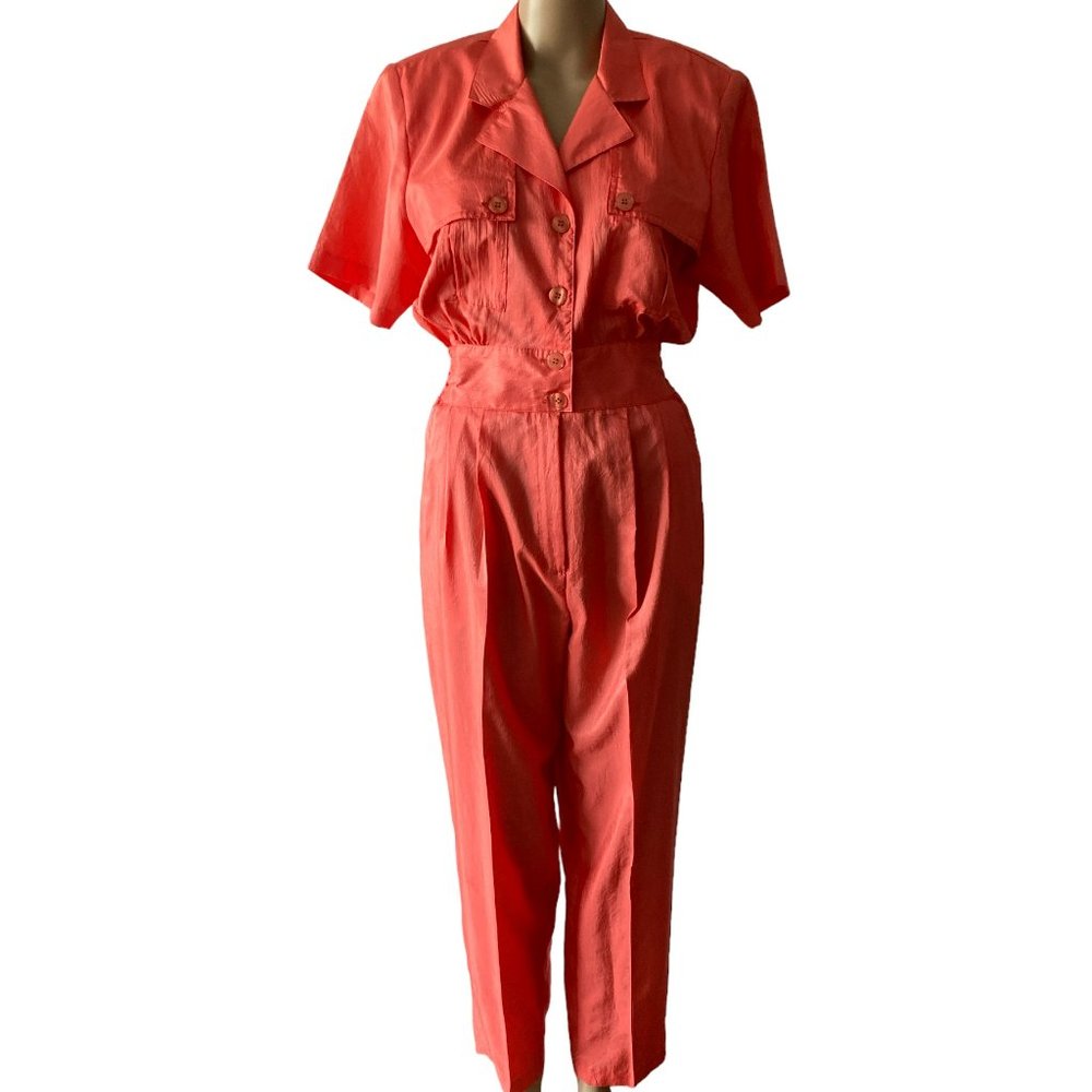 Vintage 80's Joan Walters Petites Vibrant Jumpsuit Romper  Dynasty Size 10